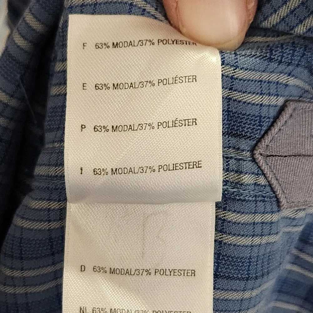 The North Face Shirt Mens XL Blue Striped Roll Tab Sleeve Button Up Modal Hiking